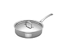 Le Creuset 3-Ply Stainless Steel Saute Pan with Lid, 24 cm