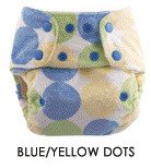 Blueberry Minky One Size Pocket Diapers - Snaps - Blue/Yellow Dot