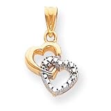 14k Rhodium Interlocking Heart Charm - Measures 21.4mm