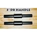 3" Thick Bumbbell HANDLES (custom built) 2 FREE sets of "Squeezers" collars with this set DIMENSIONS: HANDLE 5" LONG LOADABLE ENDS 6.5" EA. HANDLE ACTS AS INSIDE COLLAR OVERALL LENGTH 18" WILL HOLD FOUR 25/35/45 LB OLYMPIC PLATES & COLLAR ON EACH SIDE SINGLE HANDLE WEIGHTS APPROX 7.5 LBS EACH
