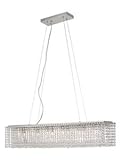 IMAGE OF Trans Globe MDN-1003 Twelve Light Rectangular Island, Polished Chrome Finish with Clear Crystal