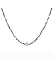 Sterling silver 7-7.5mm freshwater cultured pearl necklace, 18" Sparkle collection.