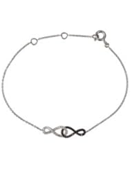 14K Gold 5.75-6.75 Inch Black & White Diamond Bracelet 1 5ctw Bla&wh Dia Infinity Brc