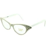 Rhinestone Cat Eye 50s Party Glasses in Many Colors (White)