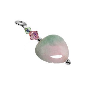 Sterling Silver Swarovski Crystal & Jade Heart Pendant 21c7x79 r7L Sterling Silver Swarovski Crystal & Jade Heart Pendant