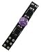 Outer Rebel Fashion Wristband Bracelets- Black with Purple Pentagram on Round Metal Plate