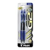 Pilot G2 Retractable Gel Ink Roller Ball Pen, Clear Brl, Blue Ink, Fine, 2/Pk