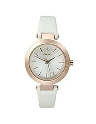 DKNY Rose-Gold-Tone Round Leather Strap Womens watch #NY8835