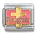 Clearly Charming Daughter with Gold Cross Mother's Day, Mom, Aunt, Grandmother, Grandma, Family Theme Italian Charm