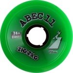 Abec 11 Classic ZigZags Green Longboard Wheels - 70mm 78a (Set of 4)