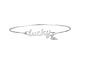 Sterling Silver "Lucky" with Four Leaf Clover Charm Catch Bangle Bracelet