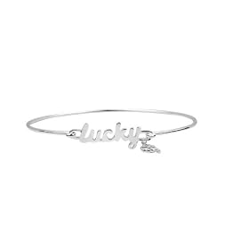 Buy Sterling Silver Lucky w  Four Leaf Clover Charm Catch Bangle Bracelet by Amazon.com Collection