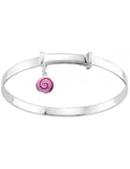 Girls Sterling Silver Enameled Lollipop Swirl Charm Bangle Bracelet