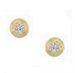 Genuine Diamond Solitaire Stud Earrings Crafted in 14K Yellow Gold