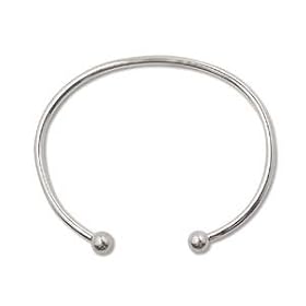 Silver Tone Bangle Cuff Bracelet For Pandora or Biagi Beads Screw End Medium