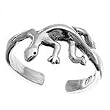 Sterling Silver Fashion Toe Ring - Gecko - 3mm Band Width