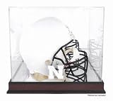 Full Size Football Helmet Display Case with Mahogany Finished Base and Nebraska Cornhuskers Logo