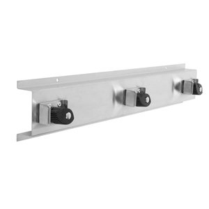 Image of 3 Slot Mop and Broom Holder / Stainless Steel Hanger Rack *Commercial Grade*