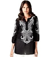 Per Una Cotton Rich Folk Embroidered Kaftan Blouse