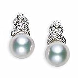 14k South Sea and X Style Diamond Earring
