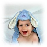 Bunny - Light Blue Hooded Towel by Frog Kiss Designs