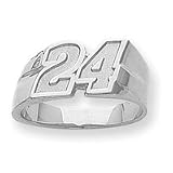 Sterling Silver NASCAR Jeff Gordon No. 24 Mens Ring - Size 12.75