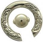 2g 925 Silver Tribal Spring Loaded Captive Ring w/ White Gold Plating, in 2g (Gauge), Sold Individually