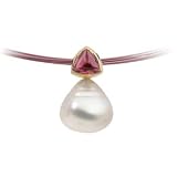 14K Yellow or White Gold Paspaley South Sea Cultured Pearl and Rhodolite Garnet Pendant - Various Sizes