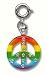 Crystal Rainbow Peace Sign Charm - for Bracelet, Necklace or Cell phone Image