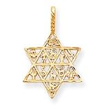 14k Solid Polished 13 Tribes Star Of David Charm