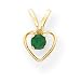 14k 3mm Emerald Heart Birthstone Pendant Child Chain 15 Inch - Measures 10x6mm - JewelryWeb