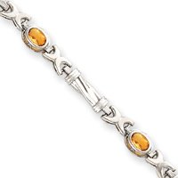 14k White Gold 2ct. Citrine Bracelet - 7.25 Inch by JewelryWeb