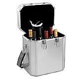 Picnic Time Reserve 6-Bottle Insulated, Aluminum Wine Case w/ Corkscrew (Black/Silver)