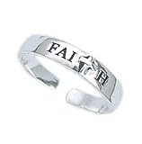 .925 Sterling Silver Toe Ring With the Word Faith
