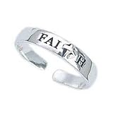 .925 Sterling Silver Toe Ring With the Word Faith