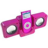 KMS - Hot Pink Portable Folding Speakers for iPOD  MP3 Players