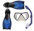 Junior/Ladies silicone mask, snorkel and fin set - free fin bag and xtra mask strap