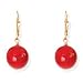 14k Gold & Red Mother of Pearl Bead Drop Earrings.