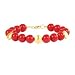925 Silver,Yellow Gold Textured Coin Bead & Red Mother of Pearl Bracelet