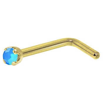 Solid 14KT Yellow Gold 2mm Caribbean Blue Austrian 
