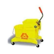 Continental 266-36YW, Yellow Smoothline Combo Pack Bucket with 3" Grey Non-Marking Casters and SW6 Squeeze-Type Wringer, 26 quart Capacity (Case of 1)