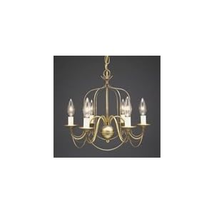 Brass Chandelier with Small Bird Cage Six Arms by Northeast Lantern