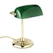 Ledu L557BR Traditional Banker's Lamp, 14 High, Green Glass Shade, Brass Base