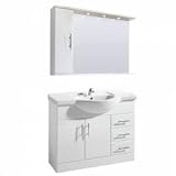 21cMGVel0hL. SL160  1050mm White Gloss Vanity Unit with Mirror Cabinet, FREE Tap and Waste