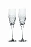 CRYSTAL FLUTE GLASSES - FLORAL BRIDE AND GROOM CRYSTAL FLUTE GLASSES
