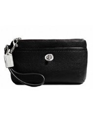 Coach Park Leather Medium Wristlet F49472 SVBlack Coach Park Leather Medium Wristlet F49472 SVBlack