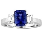 14k White Gold Emerald Cut Tanzanite and Diamond Ring 2.40 TCW by Tanzanite