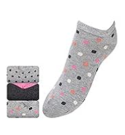 3 Pairs of Freshfeet™ Varied Spotted Trainer Liner Sports Socks with Silver Technology