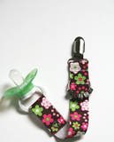 Personalized Pacifier Clip Flower Power Design