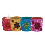 4 PIECE FLOWERS VOTIVE HOLDERS